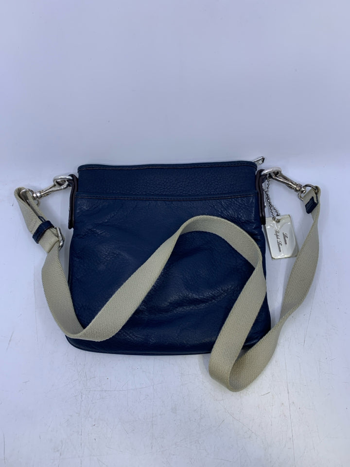 Lauren Ralph Lauren Navy Large Embossed Logo Leather Crossbody *Minor Wear/Marks