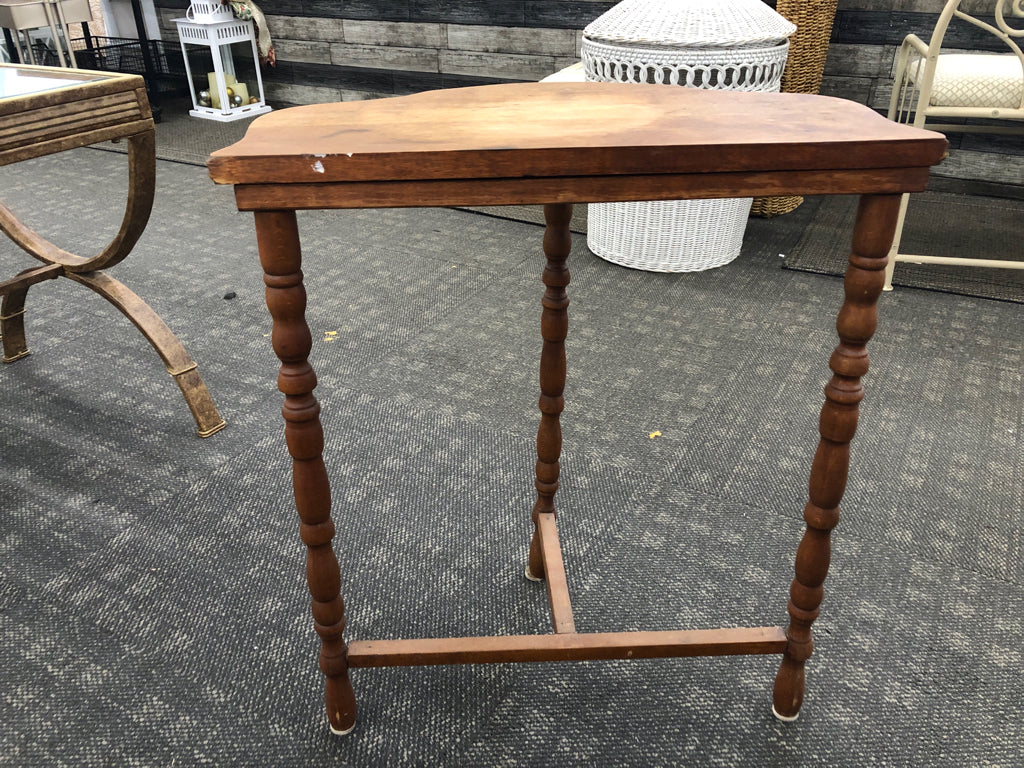 HALF MOON WOODEN END TABLE.