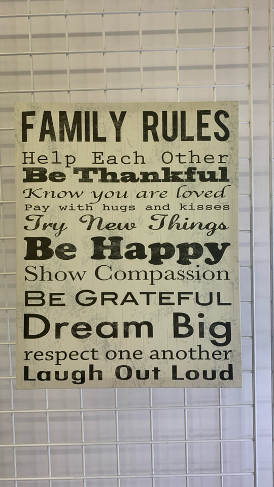 FAMILY RULES CANVAS WALL ART.