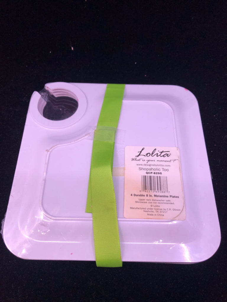 NIP 4 PINK MELAMINE PLATES SHOPPING.