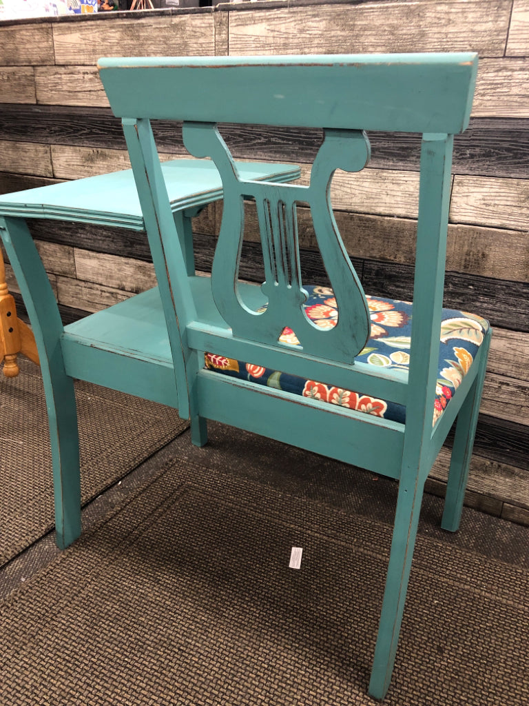 TEAL PAISLEY TELEPHONE DESK.