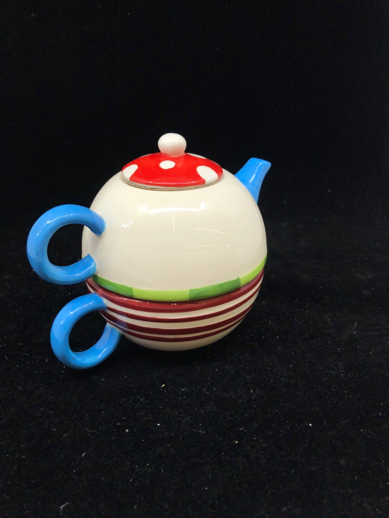 2PC SNOWMAN TEAPOT AND CUP- TEA FOR ONE.