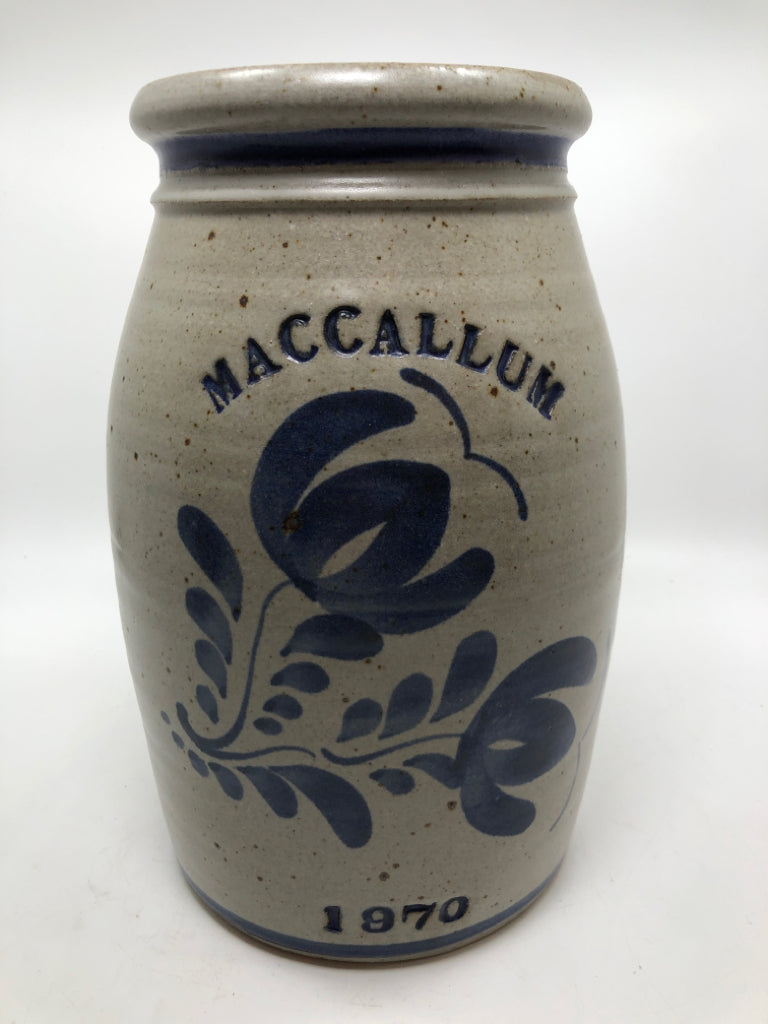 MACCALLUM 1970 STONEWARE CROCK.