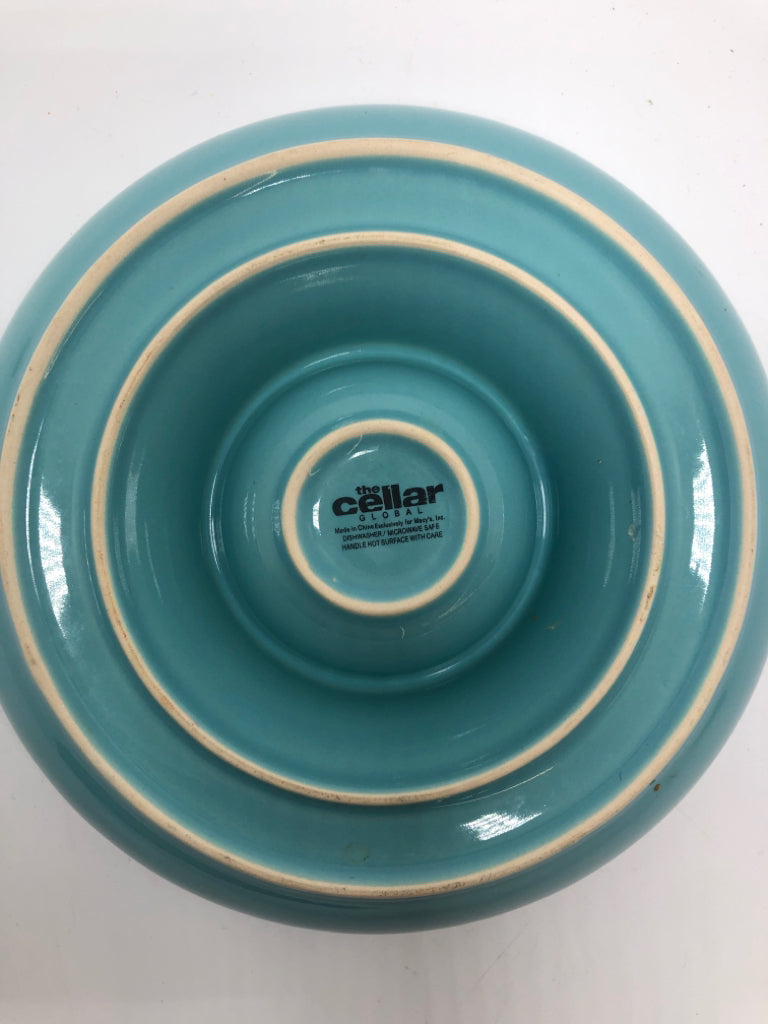 BLUE CERAMIC DIP DISH.