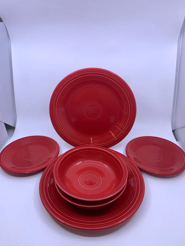 6pc RED FIESTA WARE -SETTING FOR 2.