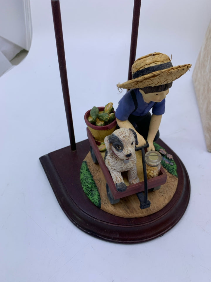 BOY WITH DOG + QUILT- AMISH HERITAGE COLLECTION.