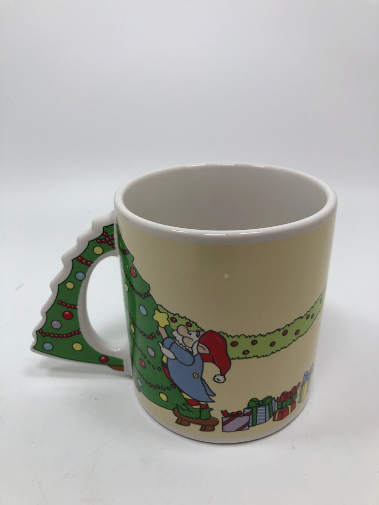 "HAVE A JOLLY CHRISTMAS" MUG W/ TREE HANDLE.