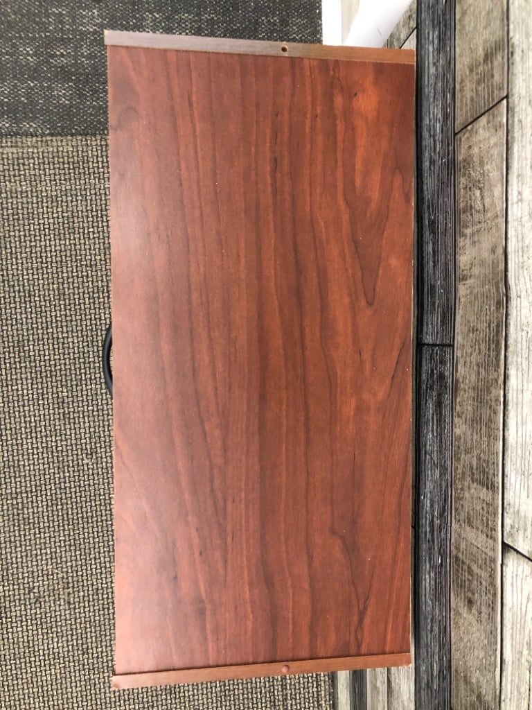 BROWN 2 DRAWER LOW CABINET.