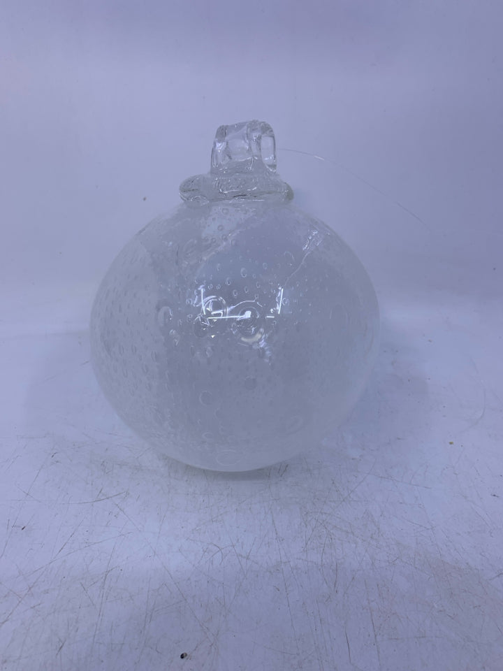 CLEAR GLASS WITCHES BULB W/ AIR BUBBLES.