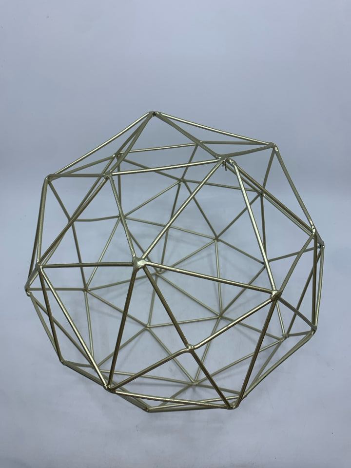 GOLD PAINTED GEOMETRIC SPHERE.
