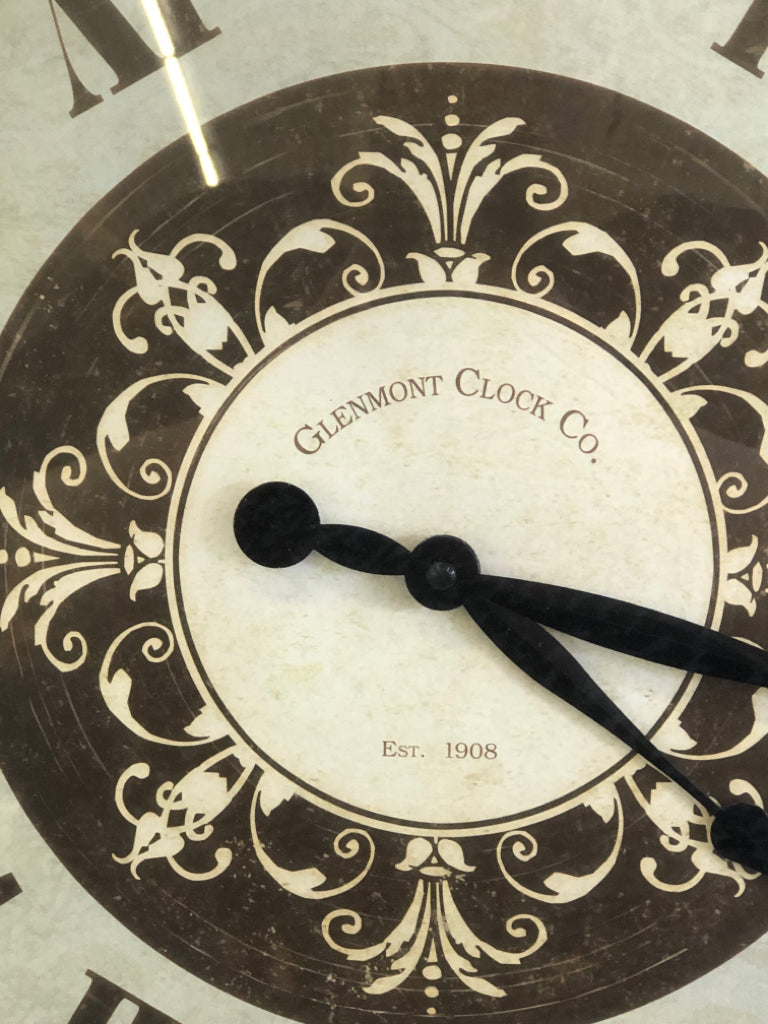 BRASS BRUSHED ROMAN NUMERAL CLOCK GLENMONT CLOCK CO.