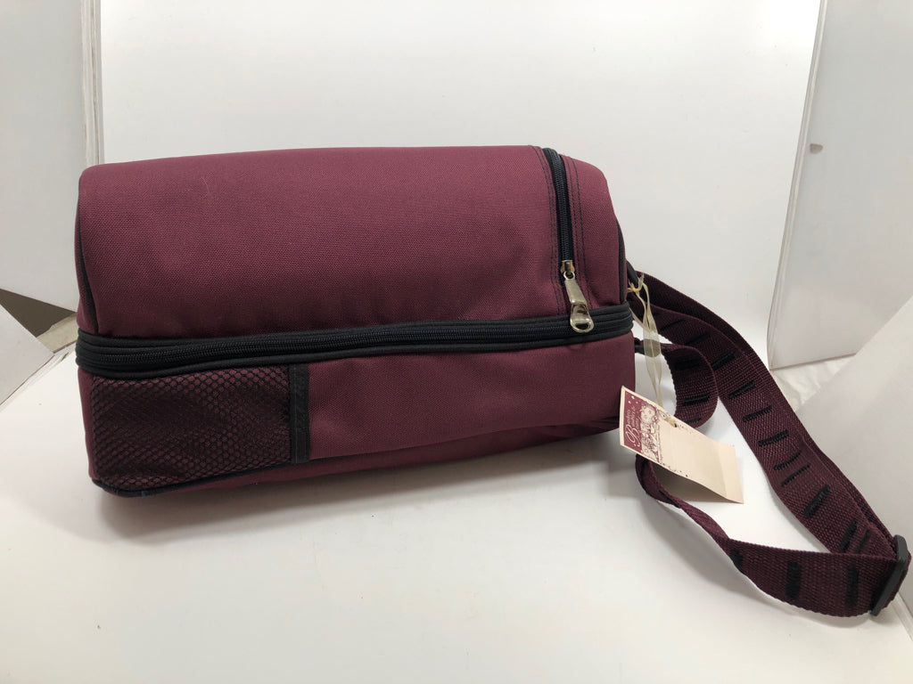 WITH TAGS WINE COLOR TRAVEL WINE COOLER W/ GLASS NAPKINS CORK & NAPKINS.