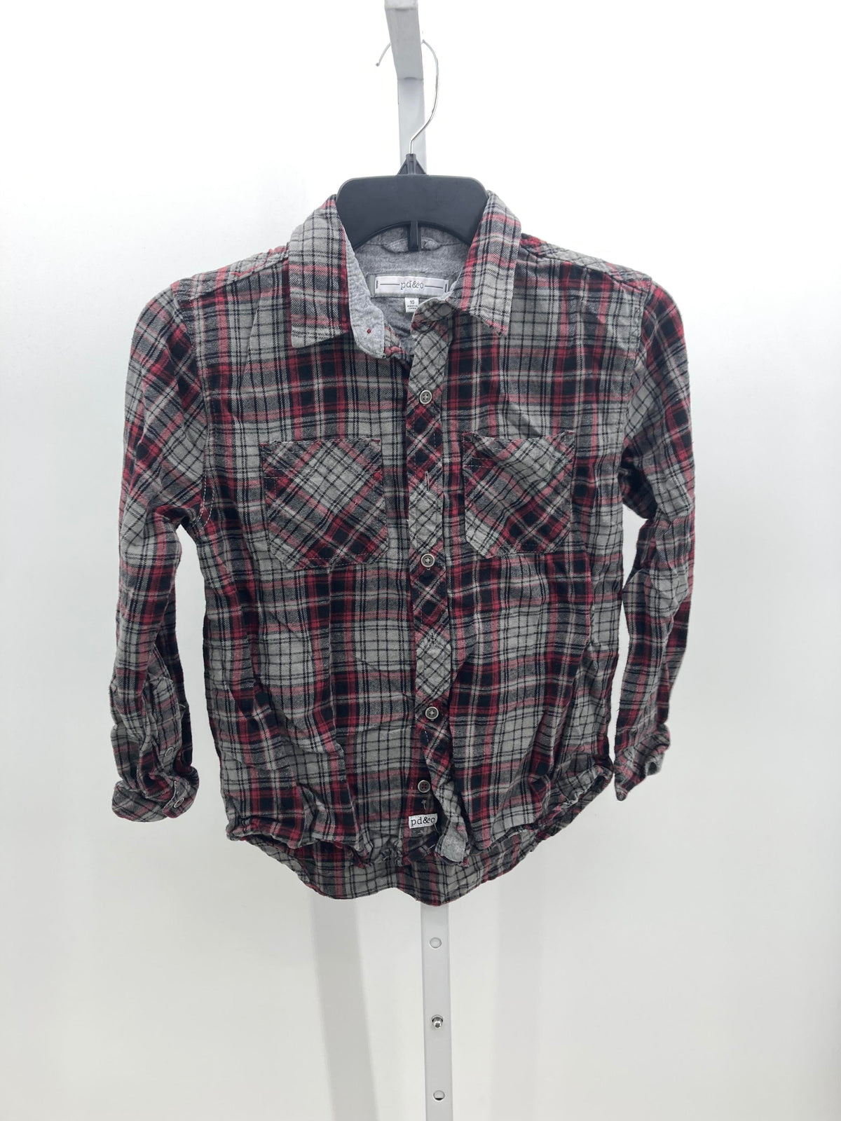 GREY PLAID FLANNEL BUTTON DOWN