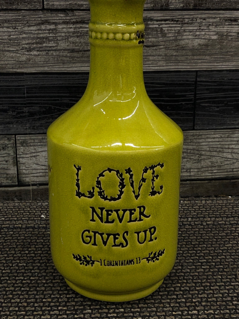 LOVE NEVER VASE + FAUX RED FLORAL.