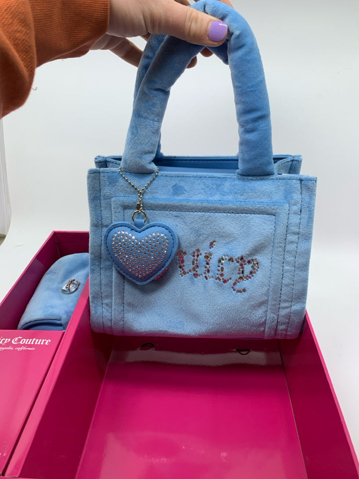 Juicy Couture Keep It Juicy Heart Dangle & Barrel Wristlet Coin Purse Set- NIB