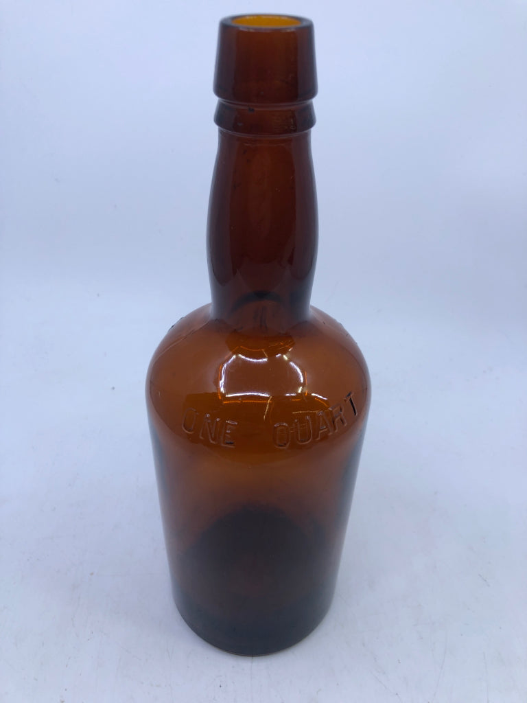 BROWN GLASS EMPTY BOTTLE.