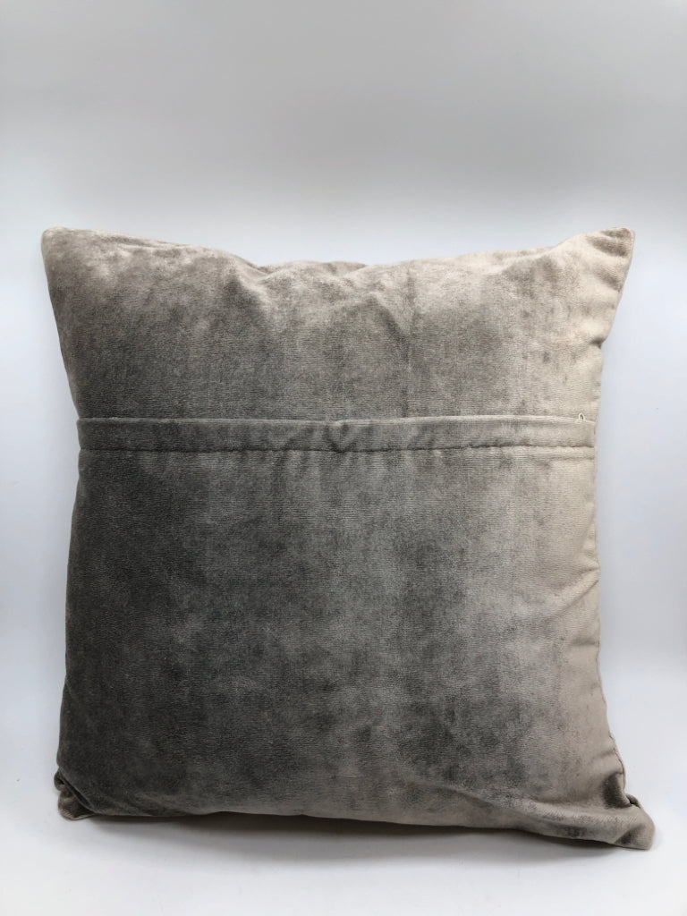 SILVER VELVET ACCENT PILLOW.