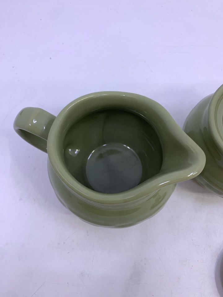 2 PC SUGAR & CREAMER GREEN LONGABERGER.