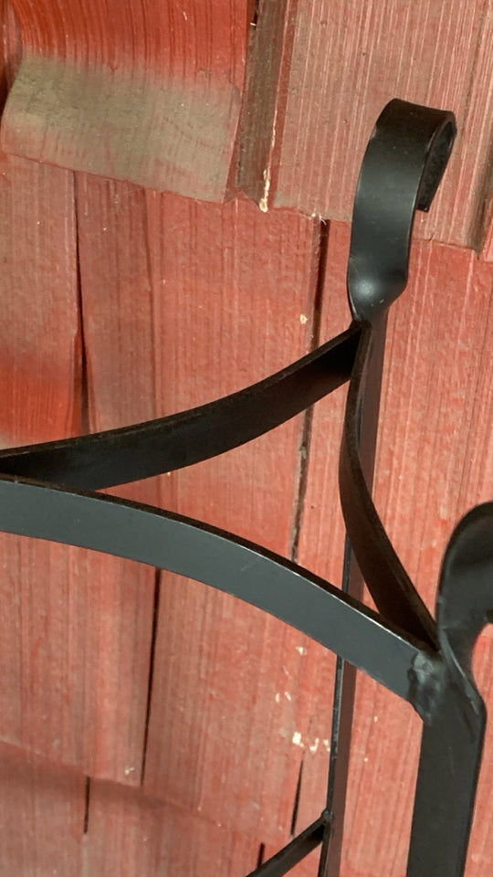 AMISH BLACK WROUGHT IRON POT RACK.
