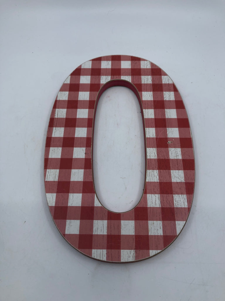 RED AND  WHITE CHECKERED "O".