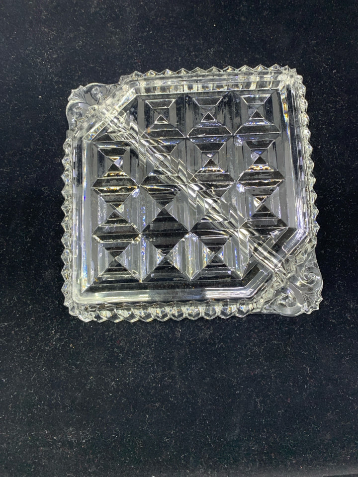 SQUARE DIVIDED GLASS DISH.