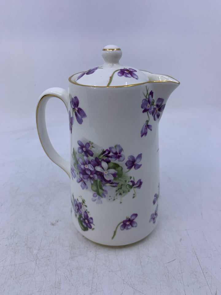 SMALL VIOLETS COVERED PITCHER/ CREAMER.