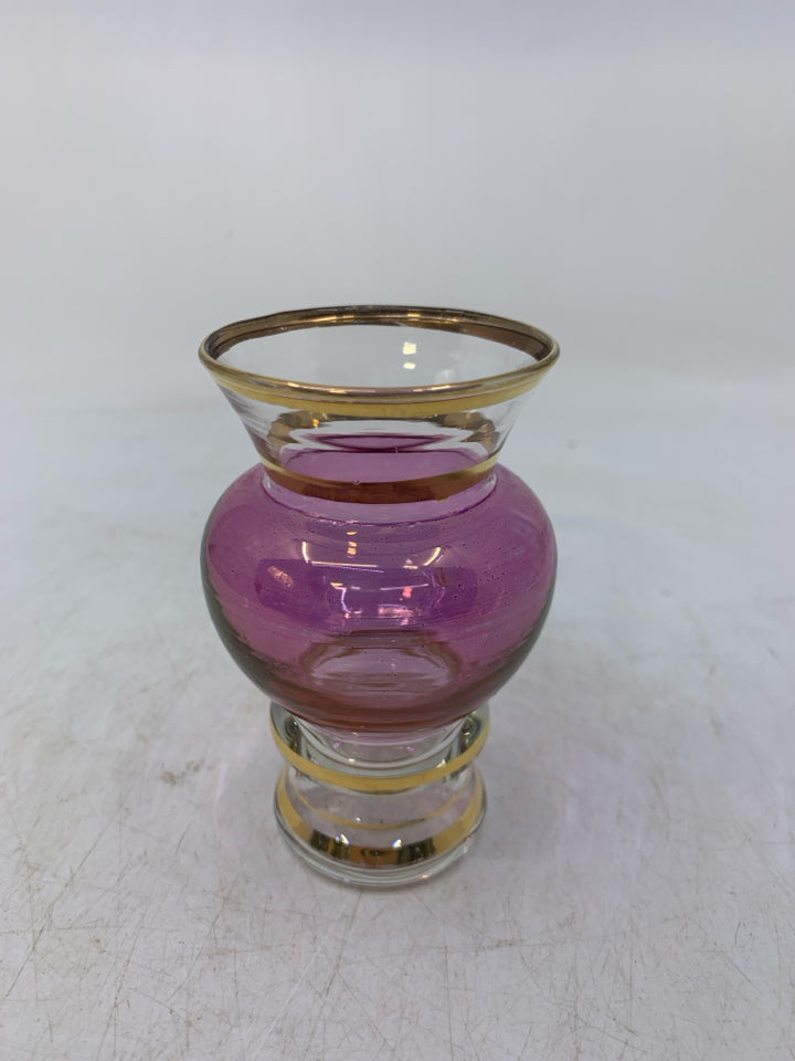 DELICATE PINK FOOTED BUD VASE.