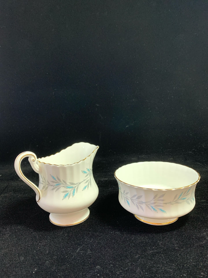 VTG ELGIN BLUE CREAM & SUGAR SET.