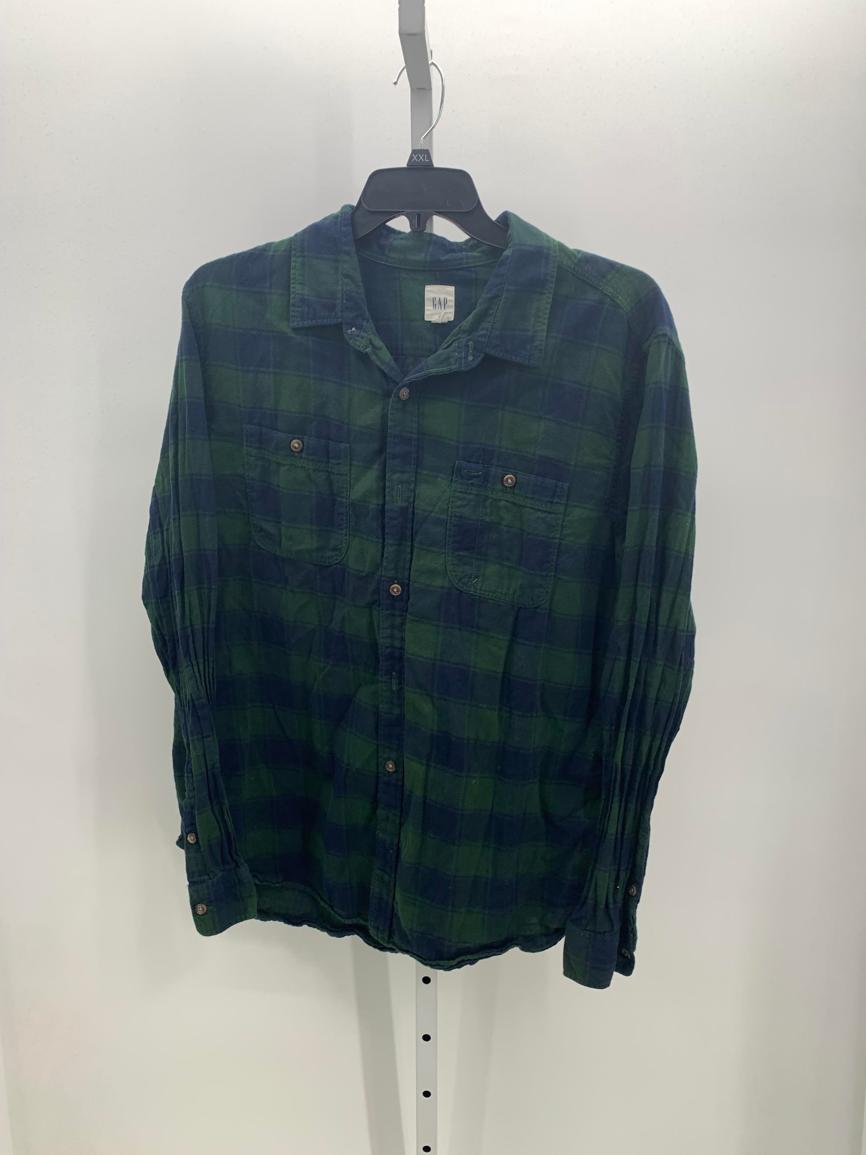 NAVY/ GREEN PLAID BUTTON DOWN