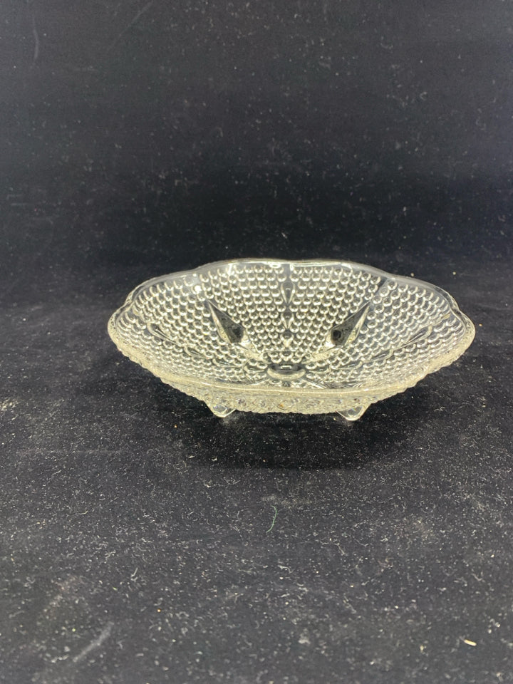 SHALLOW FOOTED DISH W/ BUBBLE DESIGN.