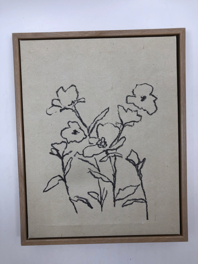 FLORAL LINE-ART FRAMED CANVAS.