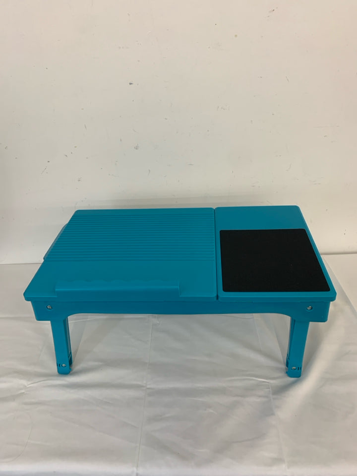 TEAL ADJUSTABLE LAPTOP TABLE.