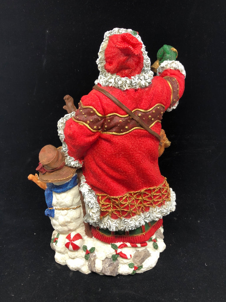 RESIN SANTA W TOYS AND SNOWMAN.