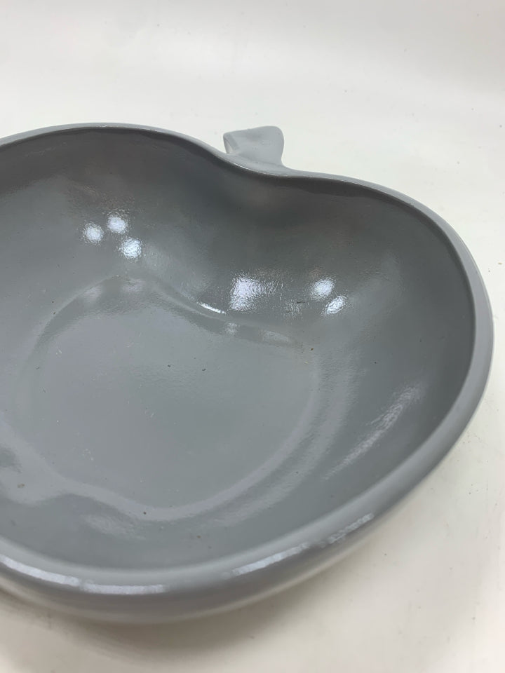 GREY MILK GLASS APPLE DISH.