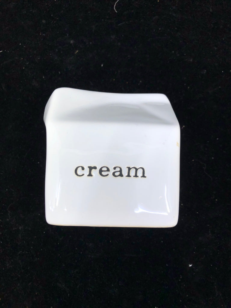 WHITE CERAMIC CREAM CARTON CRATE&BARREL.