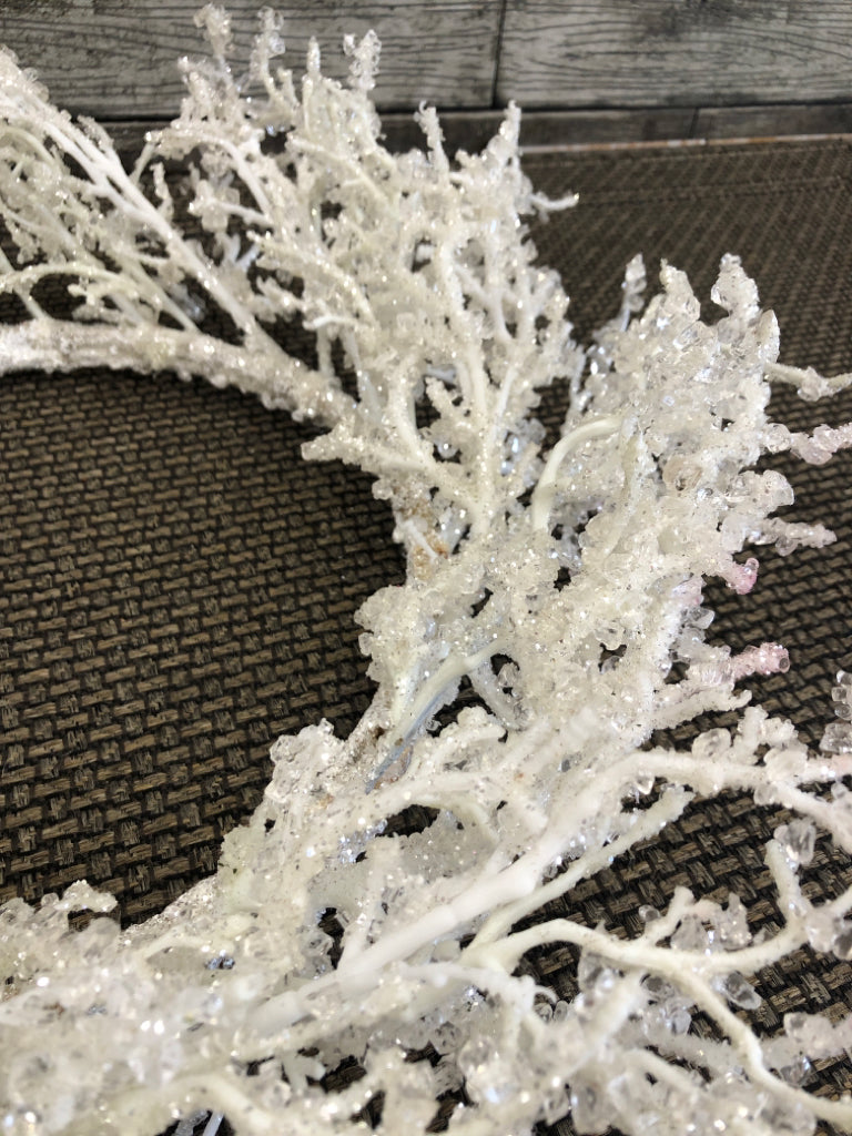 WHITE CRYSTAL WREATH.