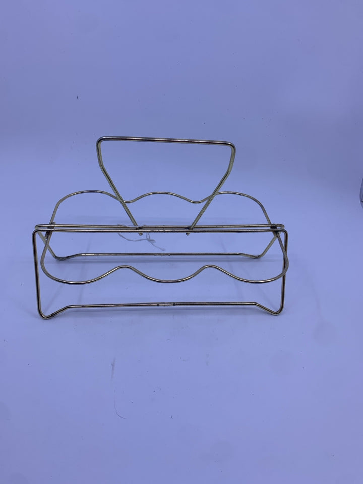 6 VTG TUMBLER GLASSES W SCENES IN GOLD METAL CARRIER.