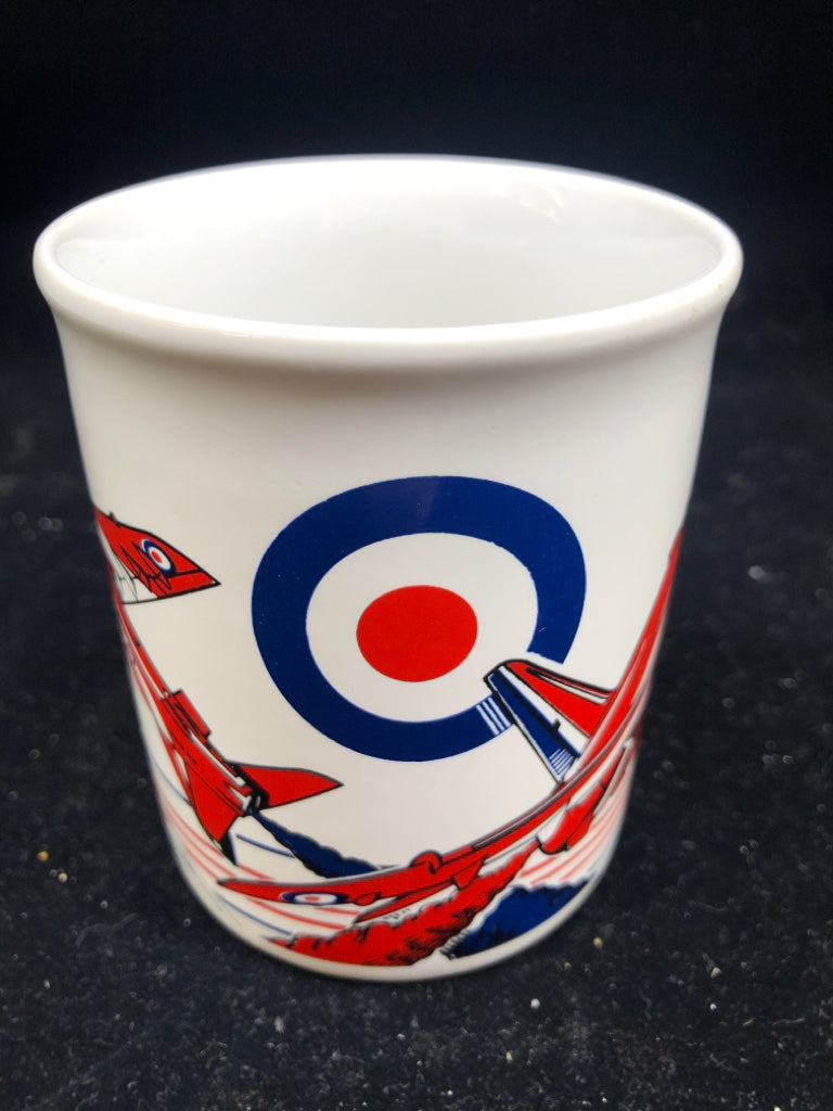 RED AND BLUE AIRPLANE MUG - ENGLAND.