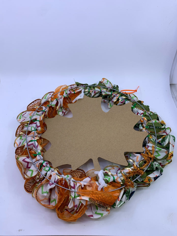 GATHER FALL RIBBON WREATH.