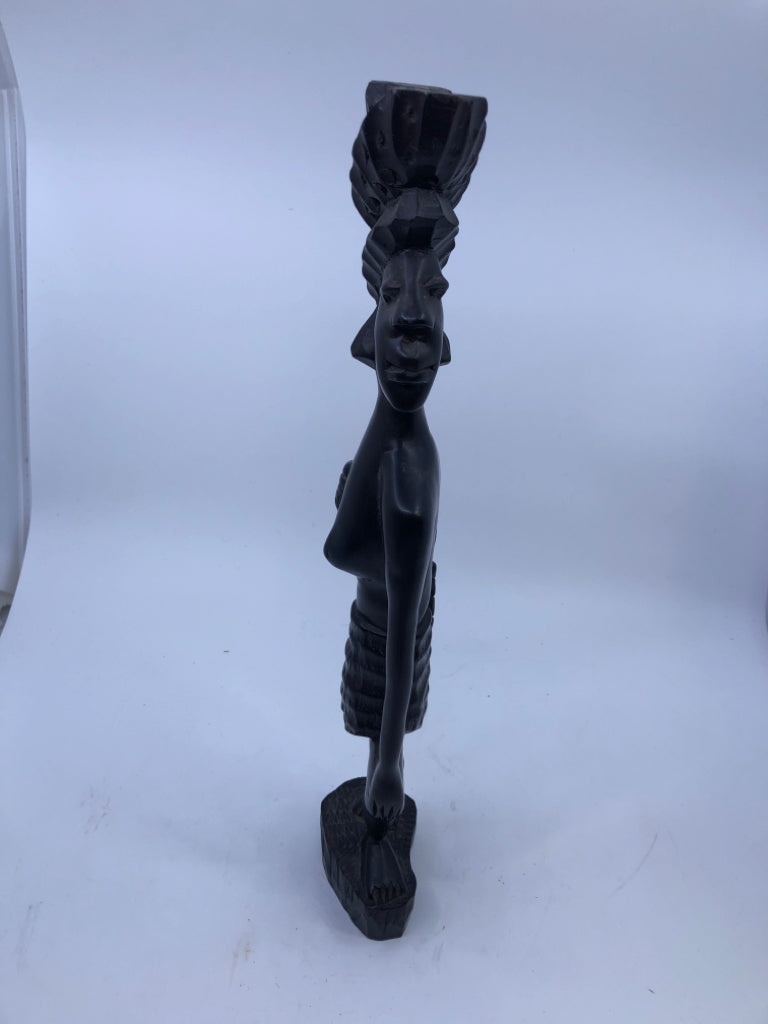 BLACK CARVED GIRL STANDING.