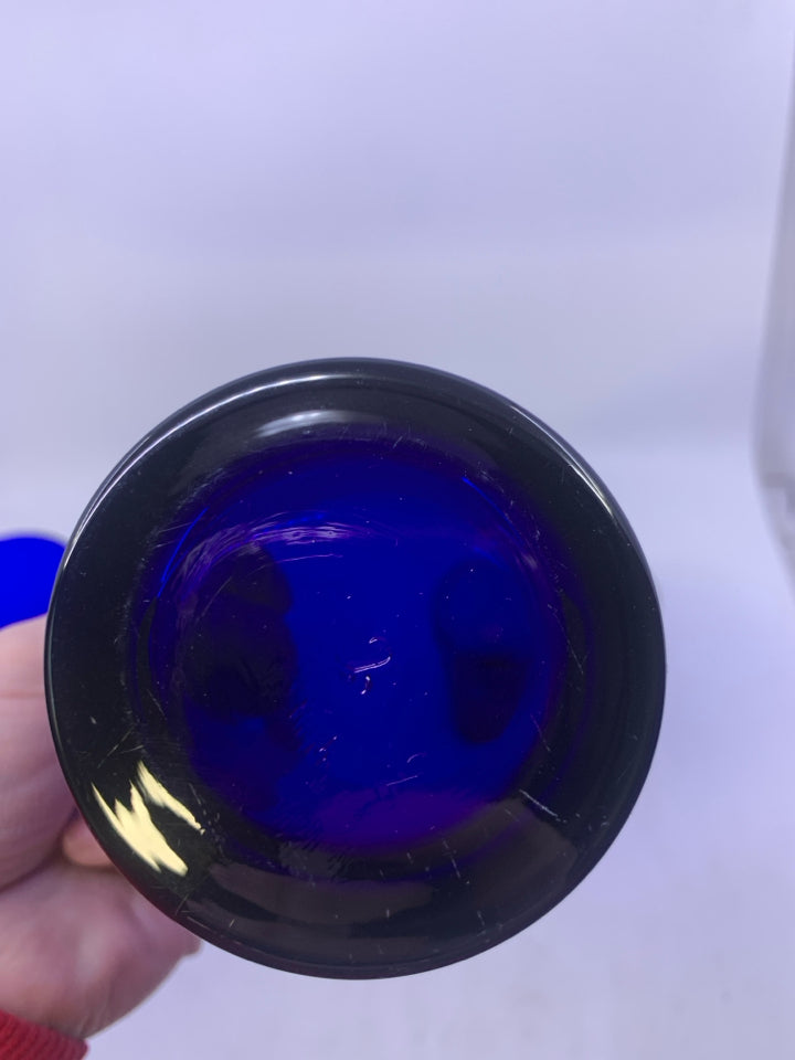 4 HEAVY BOTTOM COBALT BLUE GLASSES.