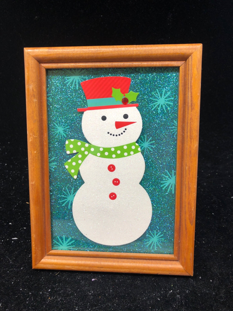 GLITTER SNOWMAN FRAMED DECOR.