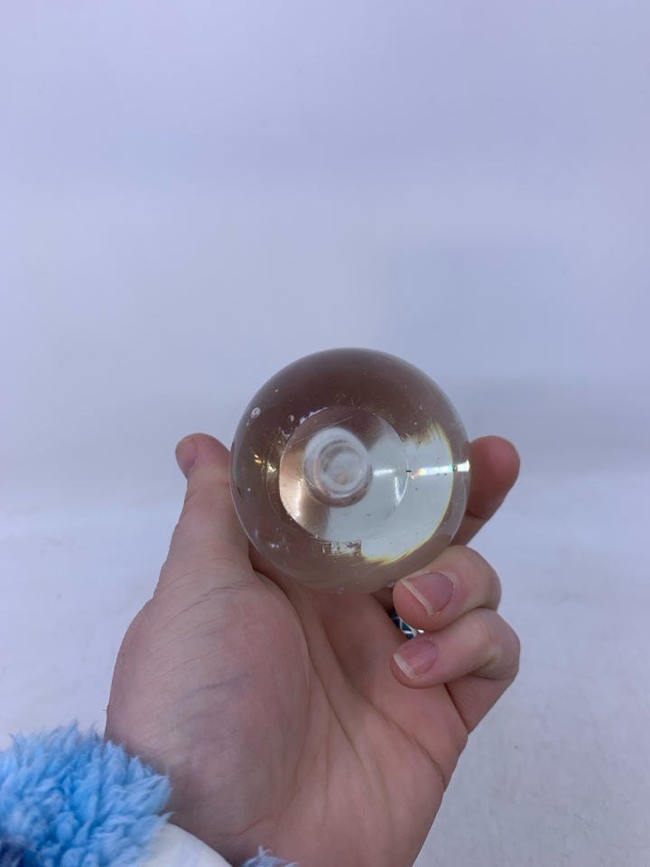 CLEAR GLASS SPHERE W/ BUBBLES.