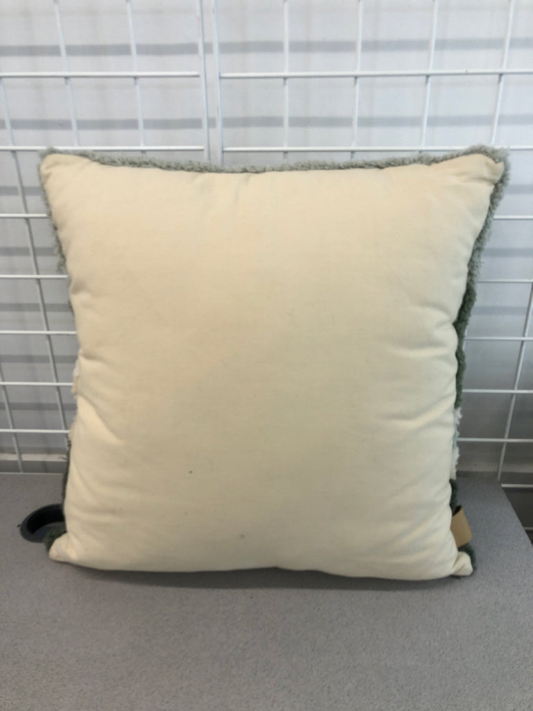 UGG GREEN/TAN FABRIC PILLOW.