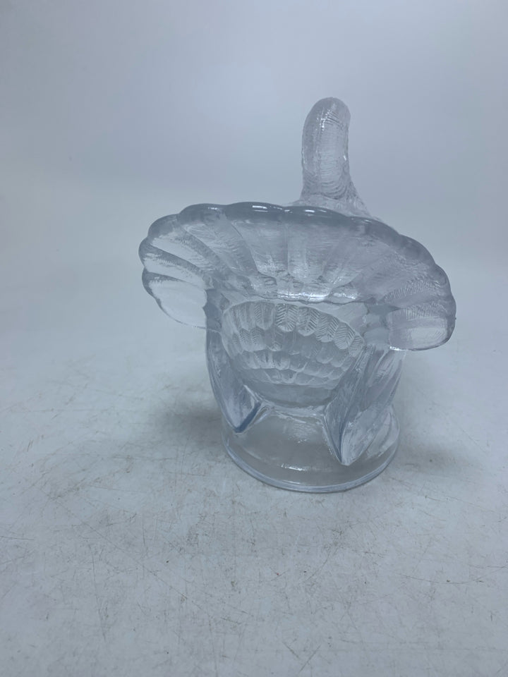 VTG L E SMITH GLASS COVERED TURKEY CANDY DISH.