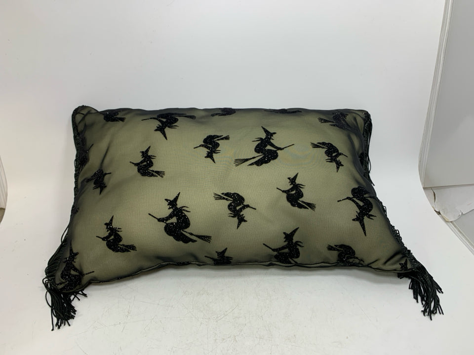 SPARKLE WITCH SMALL PILLOW W/ TASSELS.