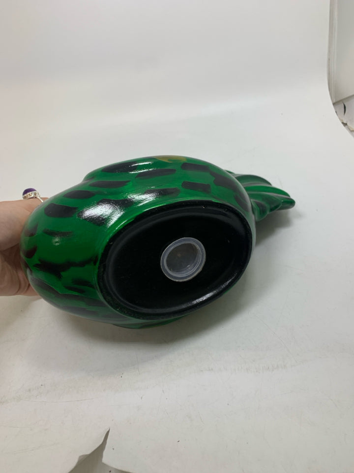 PAINTED SITTING ROOSTER COIN BANK.