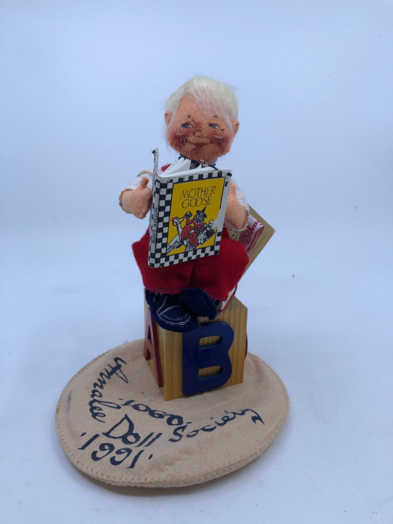 ANNA LEE SOCIETY DOLL BOY ON ABC CUBE- 1991.
