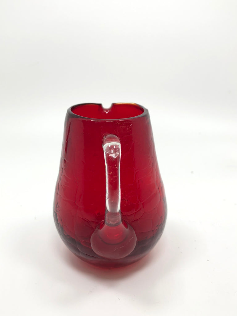 RED CRACKLE GLASS CREAMER.