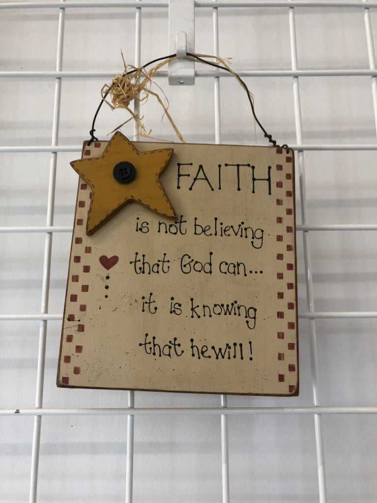 FAITH PRIMITIVE WALL HANGING.